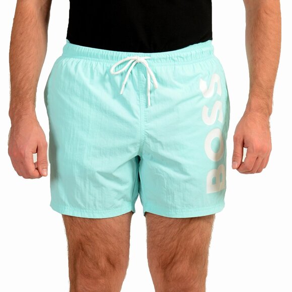 Hugo Boss Men's Octopus Blue Logo Print Swim Board Shorts US XL IT 54